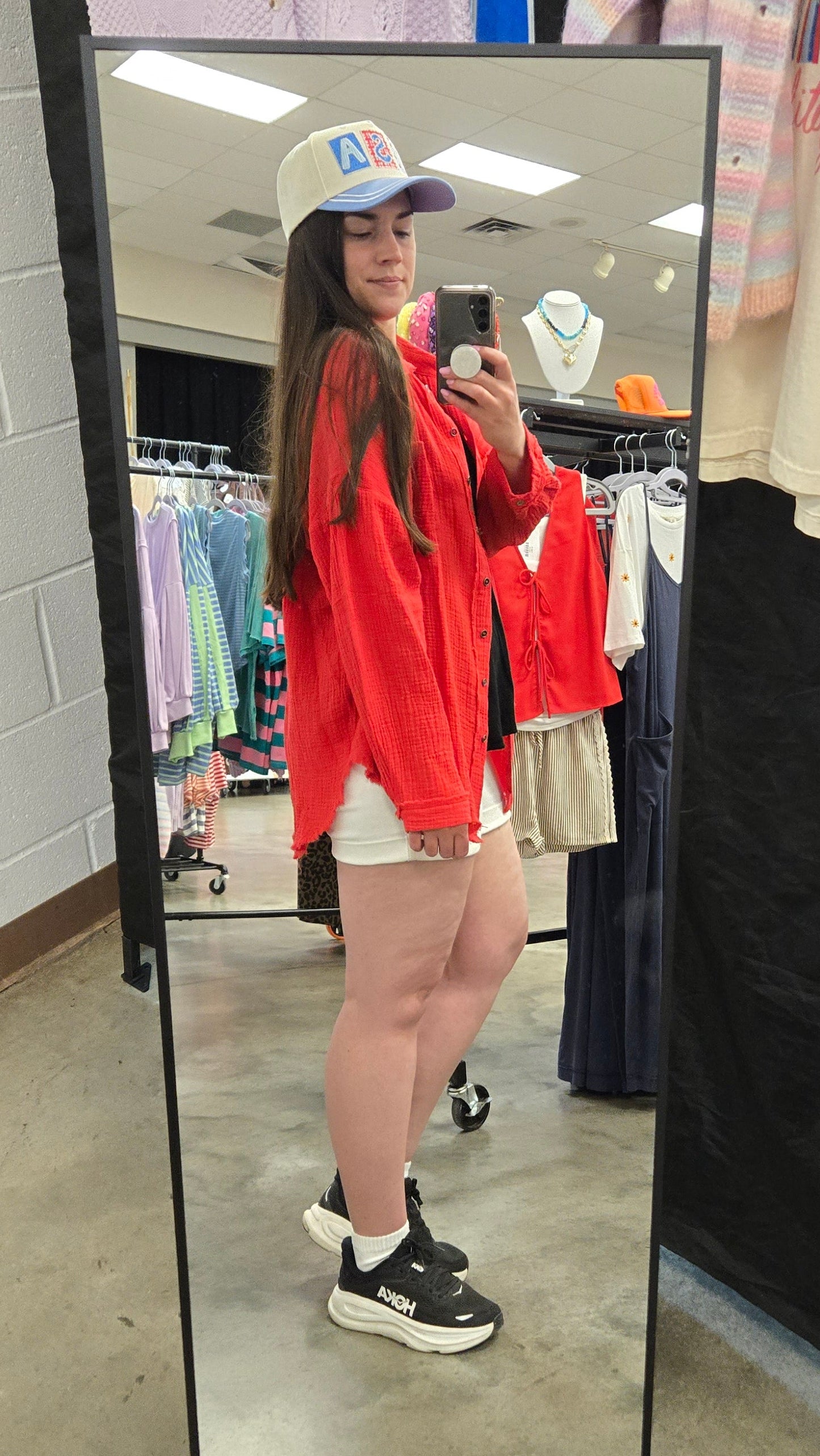 Ruby Red Guaze Button Up