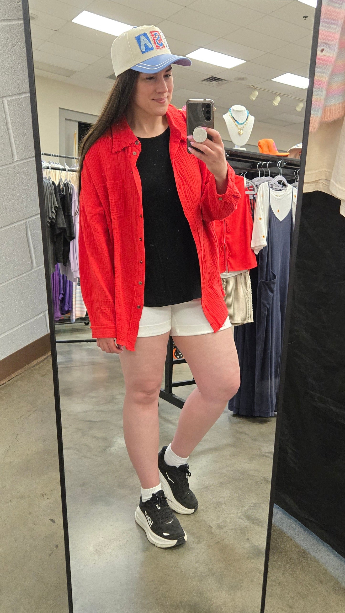 Ruby Red Guaze Button Up