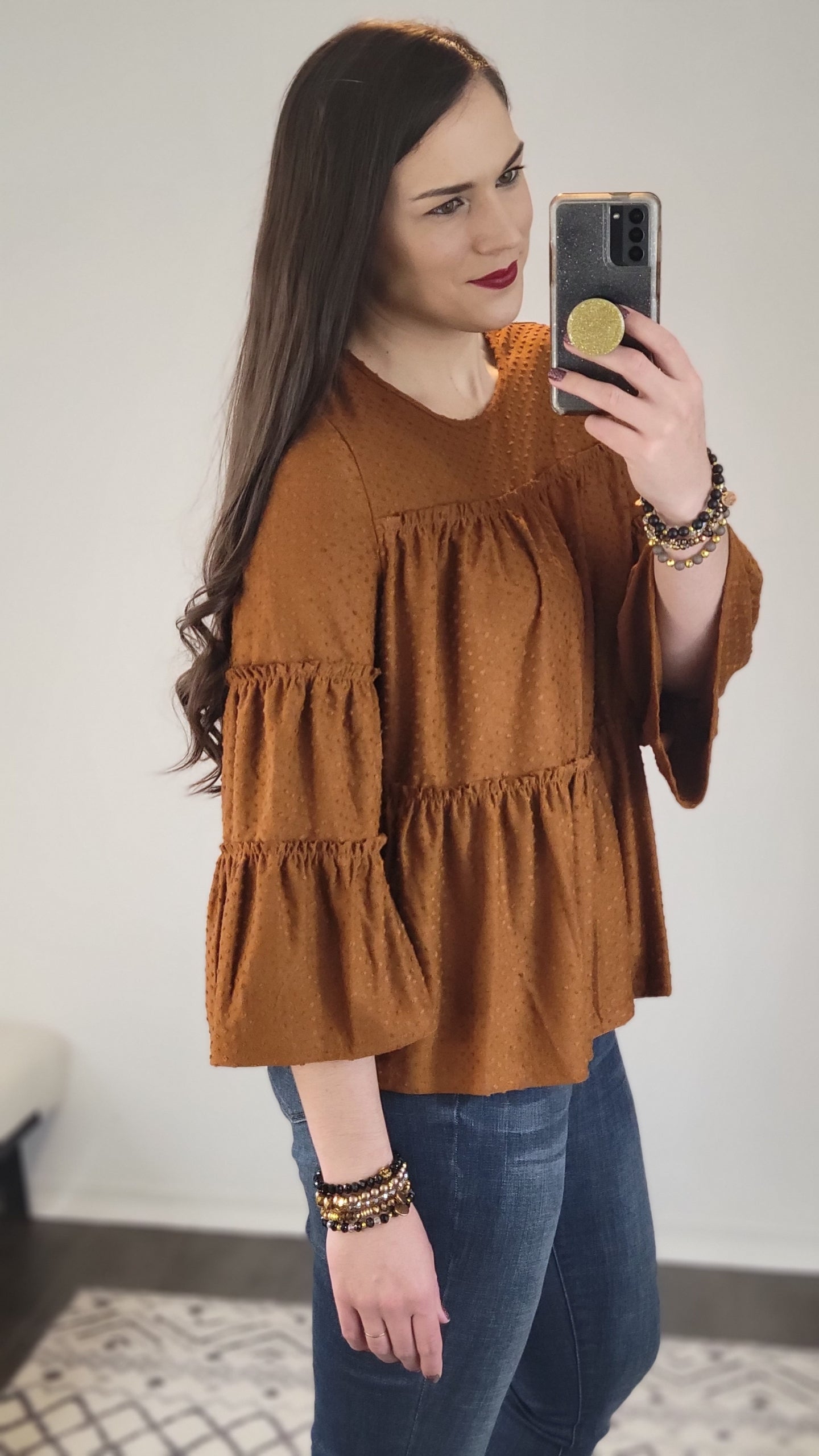 Rust Bell Sleeve Top "Kaylee"