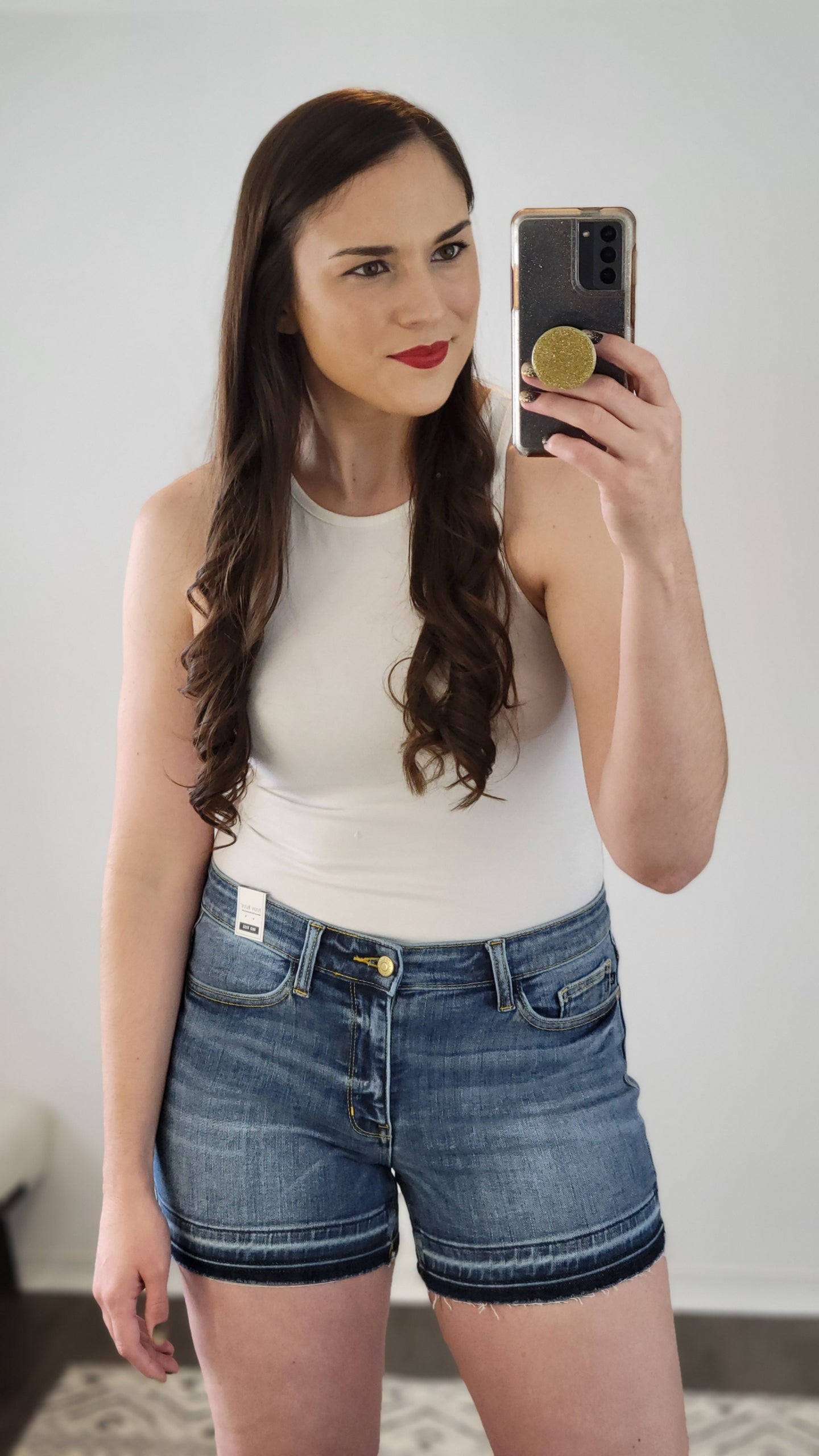 Judy Blue Mid Rise Release Hem Shorts “Tish”