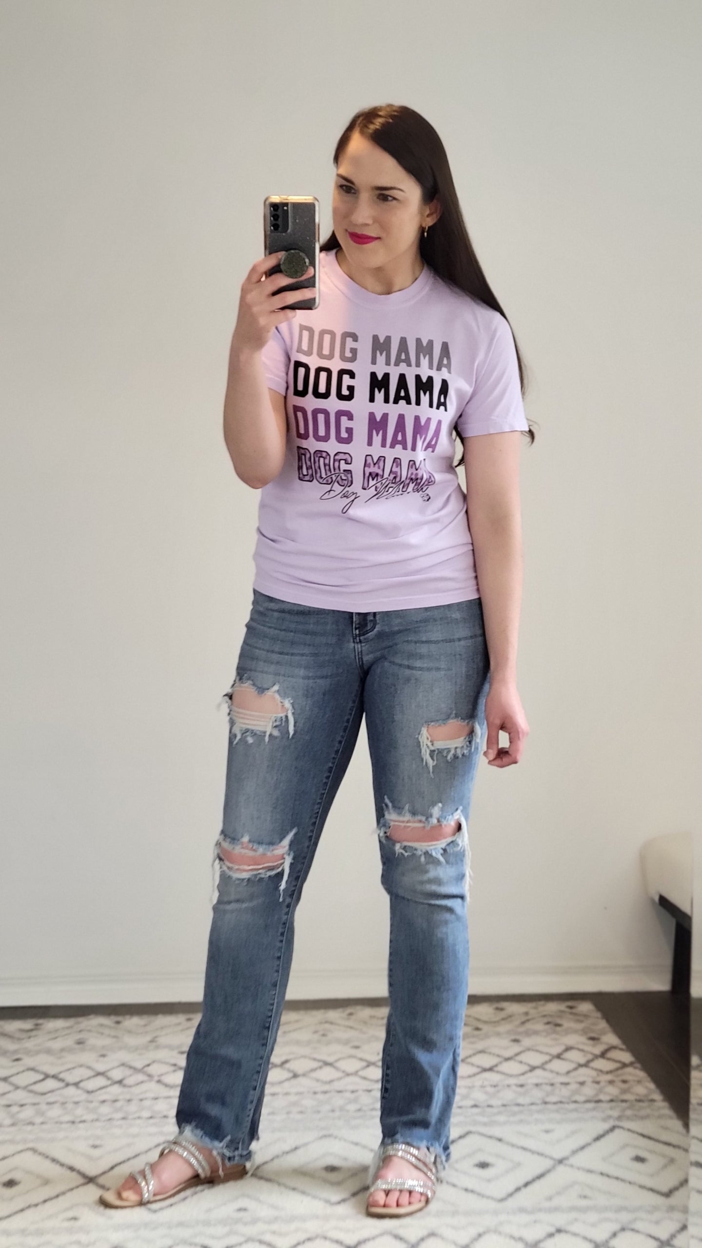 Lavender "Dog Mama" Crew Neck Graphic Tee “Phoebe” 