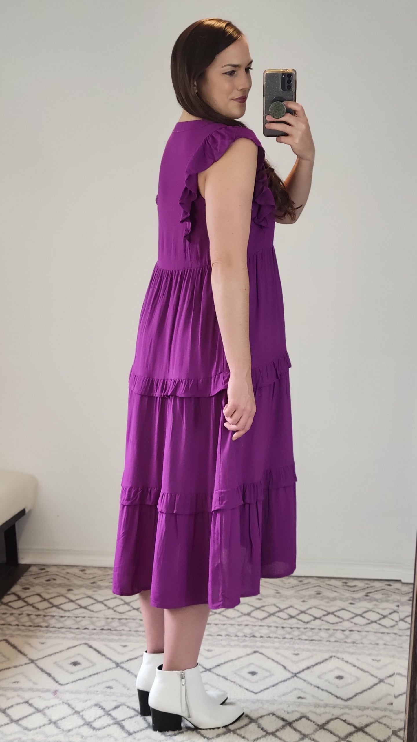 Violet Midi Dress with Pockets "Violet" (S)