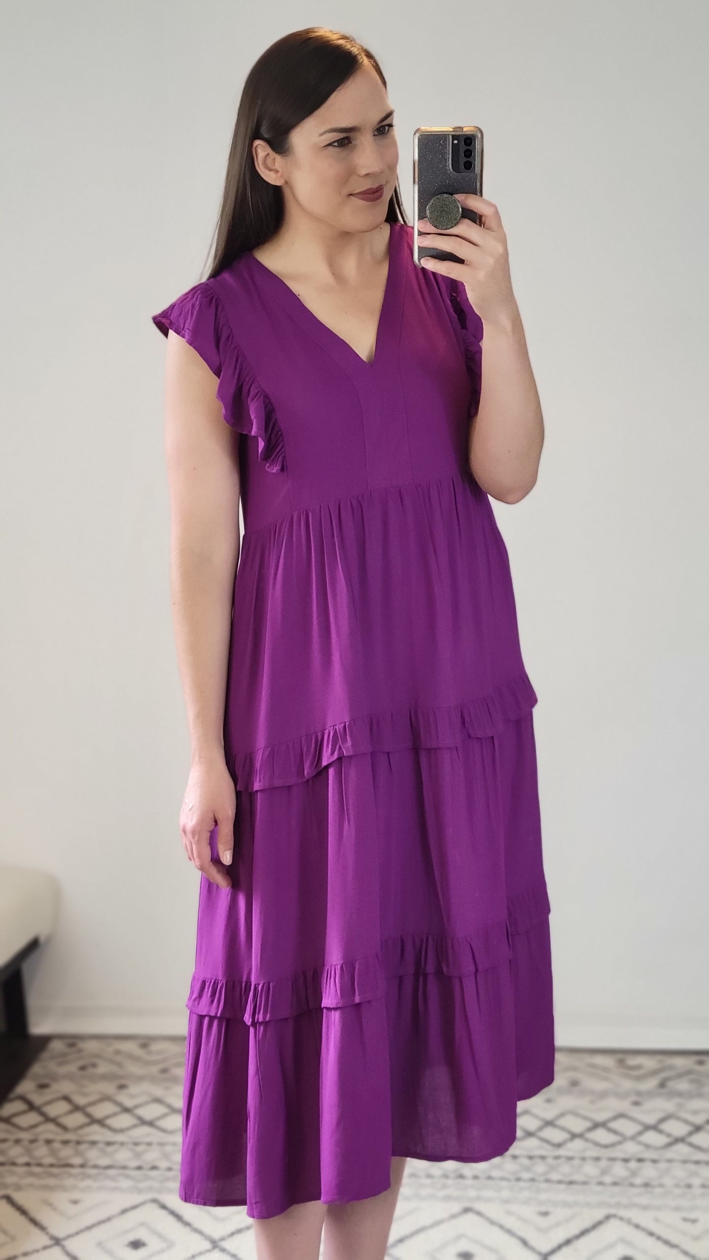 Violet Midi Dress with Pockets "Violet" (S)